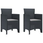 vidaXL Ensemble de salle à manger de jardin 3 pièces avec coussins Anthracite en poly rotin