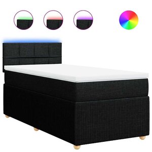 vidaXL Sommier à lattes de lit avec matelas Noir 100x200 cm Tissu