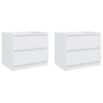 vidaXL Tables de chevet 2 Pièces Blanc 50x39x43 5 cm Aggloméré