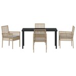 vidaXL Ensemble de Salle à Manger de Jardin de 5 Pièces avec Coussins en Poly Rattan Beige