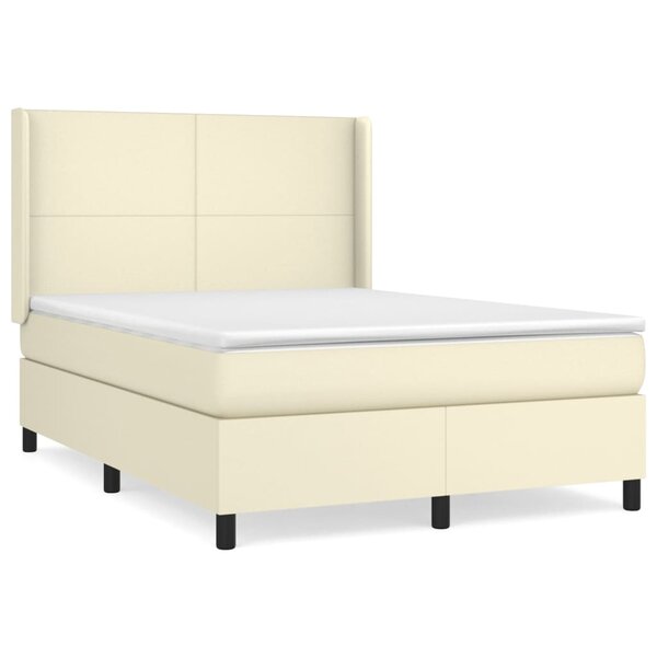 vidaXL Sommier à lattes de lit avec matelas Crème 140x190cm Similicuir