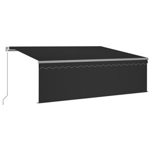 vidaXL Auvent manuel rétractable avec store et LED 4 5x3 m Anthracite