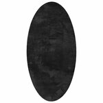 vidaXL Tapis de surface ovale HUARTE Noir 80 x 150 cm 100  Polyester