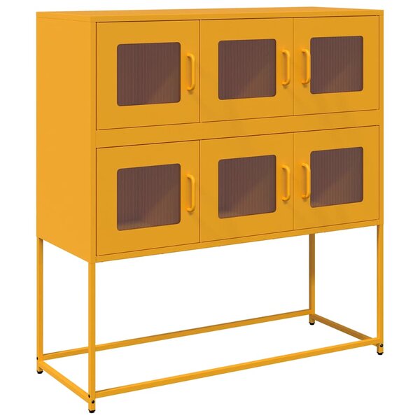 vidaXL Buffet jaune moutarde 100 5x39x107 cm acier laminé à froid