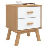 vidaXL Table de chevet OLDEN blanc et marron bois de pin solide