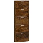 vidaXL Armoire à chaussures Chêne fumé 59x17x169 cm Bois d'ingénierie