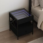 vidaXL Table de chevet avec LED infini noir 40x40x51 cm