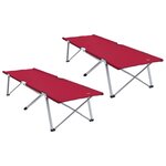 vidaXL Lit de camping pliant 2 Pièces Rouge 62 x 194 x 42 cm Tissu Oxford