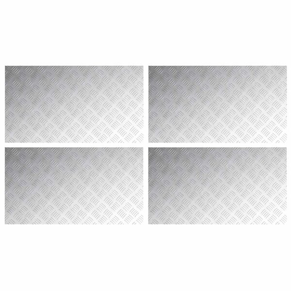 vidaXL Plaques à damier 4 Pièces Argent 90 x 50 cm Aluminium