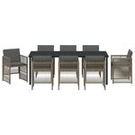 vidaXL Ensemble de salle à manger de jardin 9 pièces avec coussins Gris Poly Rattan