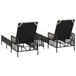 vidaXL Chaise longue avec coussin 2 Pièces Noir 35 x 35 x 32cm polyrotin
