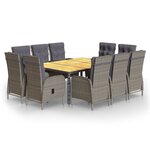 vidaXL Mobilier à dîner de jardin 11 Pièces Résine tressée Gris