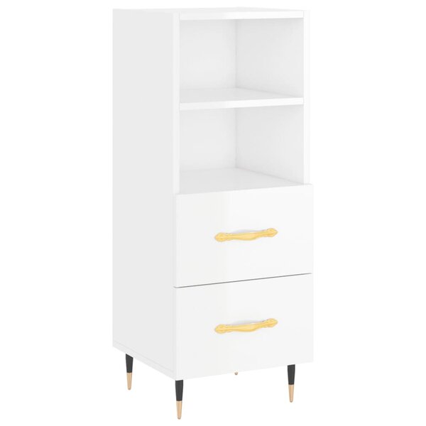 vidaXL Buffet Blanc brillant 34 5x34x90 cm Bois d'ingénierie