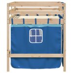 vidaXL Lit mezzanine enfants et rideaux bleu 90x190cm bois pin massif