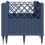 vidaXL Jardinière avec piquets bleu gris 43 5x43 5x43 5 cm PP