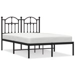 vidaXL Cadre de lit métal sans matelas avec tête de lit noir 120x190cm