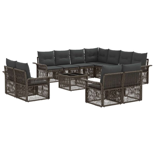 vidaXL Ensemble de canapé de jardin 12 Pièces Gris et Gris foncé