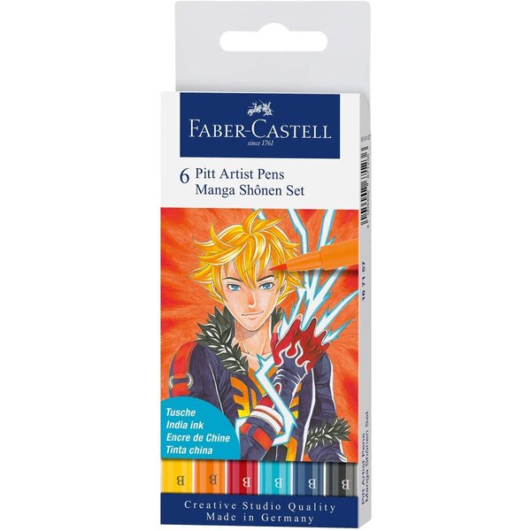 Feutre encre de Chine PITT artist pen Manga Shônen étui 6 FABER-CASTELL