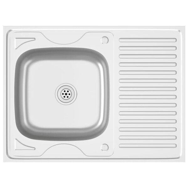 vidaXL Jeu d'évier de cuisine et égouttoir argenté 800x600x155 mm inox