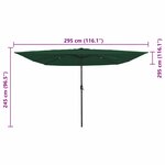 vidaXL Parasol de jardin Vert 295 x 295 x 245 cm Polyester  Acier