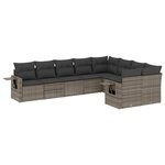 vidaXL Salon de jardin 9 Pièces avec coussins gris résine tressée