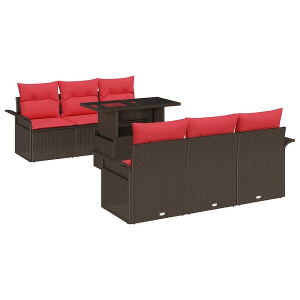 vidaXL Ensemble de canapé de jardin 7 Pièces Marron polyrotin