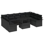 vidaXL Ensemble de canapé de jardin 10 Pièces Noir Poly Rattan
