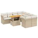 vidaXL Salon de jardin avec coussins 9 Pièces beige résine tressée