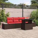 vidaXL Ensemble de canapé de jardin avec coussin 5 Pièces Marron et rouge