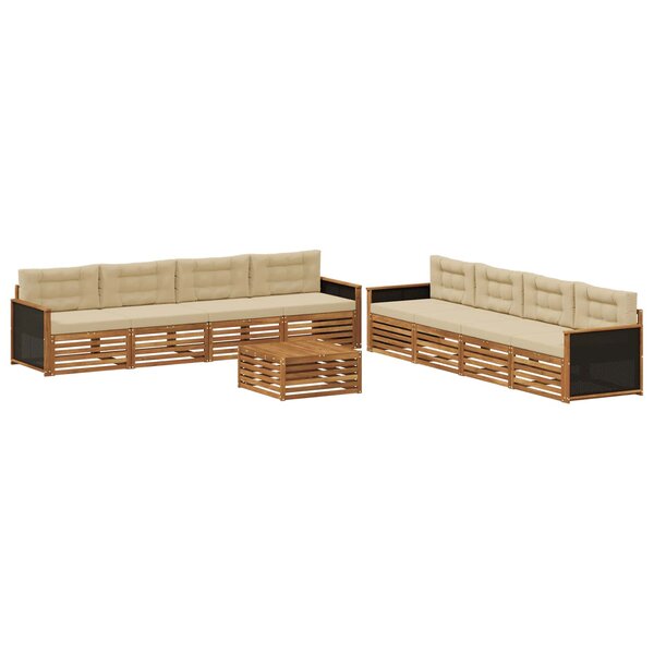 vidaXL Ensemble de canapés d'extérieur 9 pc Naturel et Beige Polyester