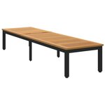 vidaXL Chaise longue noire 200x55x35 cm en bois d'acacia massif