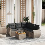 vidaXL Salon de jardin 6 Pièces avec coussins gris résine tressée