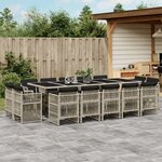 vidaXL Ensemble à manger de jardin et coussins 15 Pièces gris clair rotin