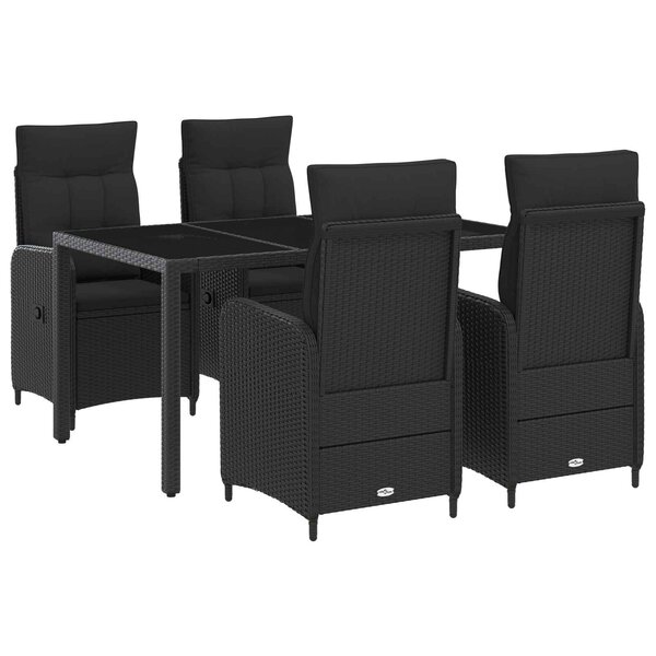 vidaXL Ensemble de repas extérieur 5 Pièces Noir 150 x 90 x 75 cm