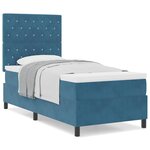 vidaXL Lit à ressorts avec matelas Bleu foncé 90 x 190 cm Velours