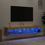 vidaXL Meubles TV avec lumières LED 2 Pièces chêne sonoma 80x30x30 cm
