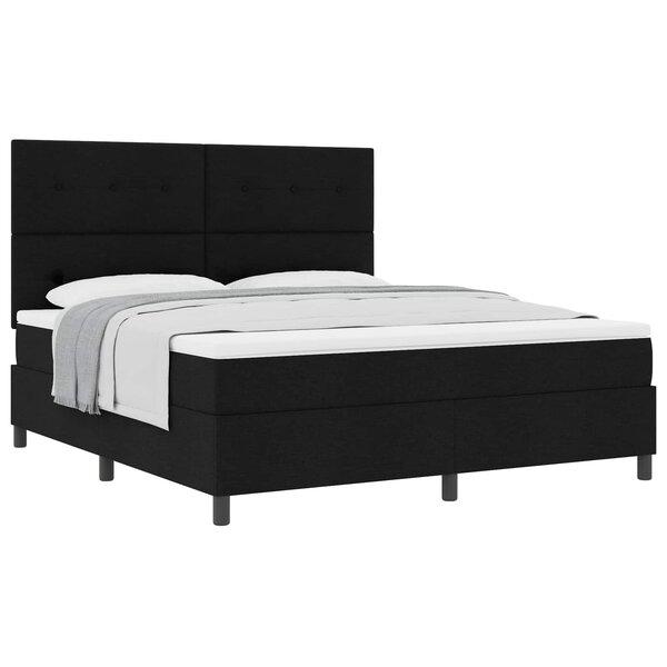 vidaXL Lit à ressorts avec tête de lit Noir 180 x 200 cm tissu