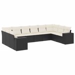 vidaXL Salon de jardin 10 Pièces avec coussins noir résine tressée