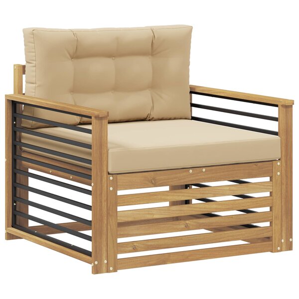 vidaXL Canapé d’extérieur Polyester Blanc et beige