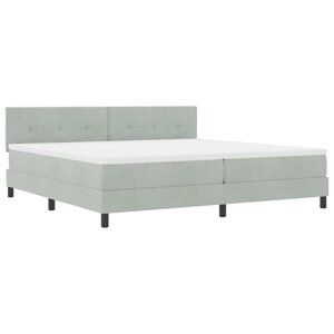 vidaXL Lit à ressort LED avec matelas Gris clair 200 x 200 cm Velours