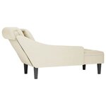 vidaXL Fauteuil long avec coussin et accoudoir droit crème velours