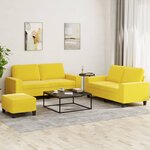 vidaXL Ensemble de canapés 3 Pièces jaune clair tissu