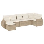 vidaXL Salon de jardin avec coussins 7 Pièces beige résine tressée