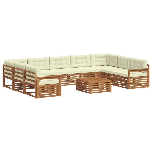 vidaXL Ensemble de canapés d'extérieur 10 pc Naturel et Crème