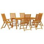 Ensemble de salle à manger de jardin 7 pièces en bois d'acacia pliable
