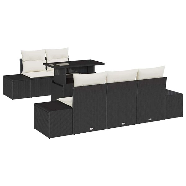 vidaXL Ensemble de canapé de jardin 6 Pièces Noir  Crème 100 x 55 x 73 cm