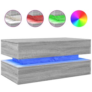 vidaXL Table basse avec lumières LED gris sonoma 90x50x40 cm