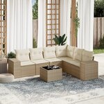 vidaXL Salon de jardin avec coussins 7 Pièces beige résine tressée