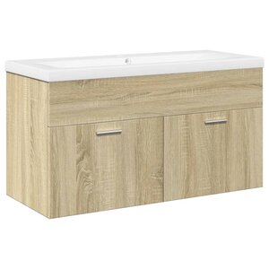 vidaXL Armoire lavabo de salle de bain et bassin intégré chêne sonoma