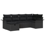 vidaXL Ensemble de Canapé de Jardin de 6 Pièces avec Coussins Noir Poly Rotin